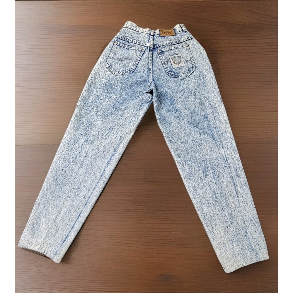 Lee Jeans Womens Sz 8 Med Vtg 80s Acid Wash High Waist Mom Skyriders USA Denim - Picture 2 of 12